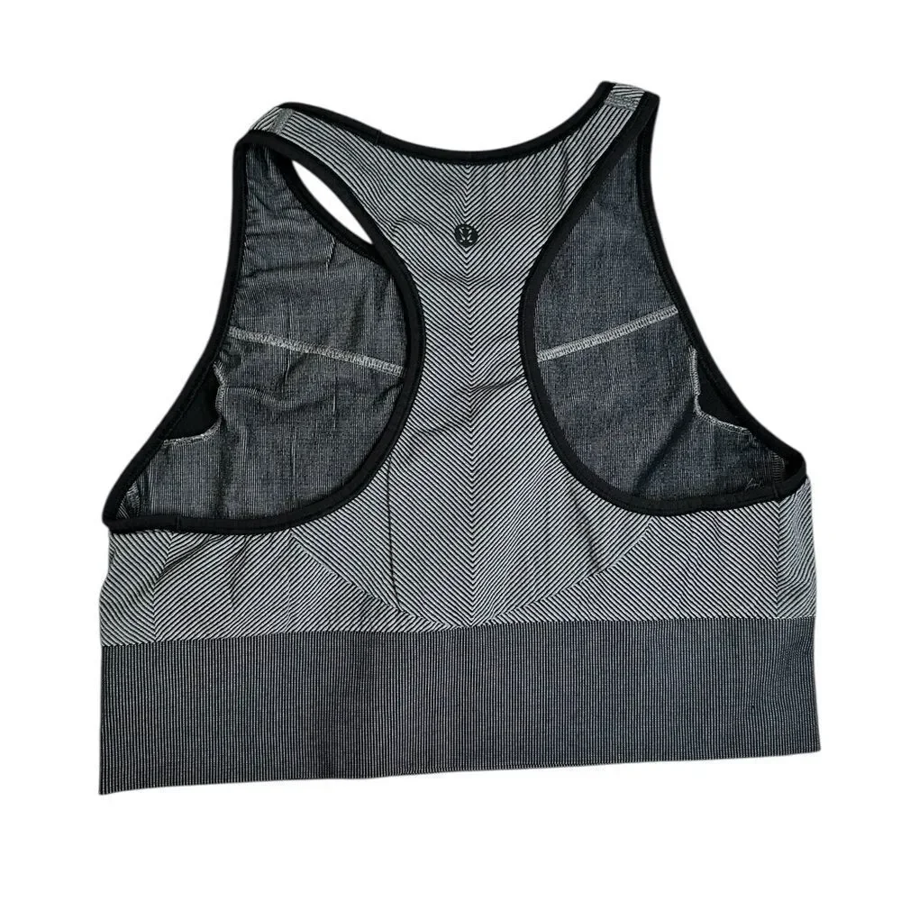 EUC Lululemon Women's Ebb To Train Sports Bra Black and Gray Tank Top - C/D Cup
